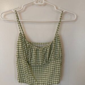 PacSun Green and White Checkered Tank Top